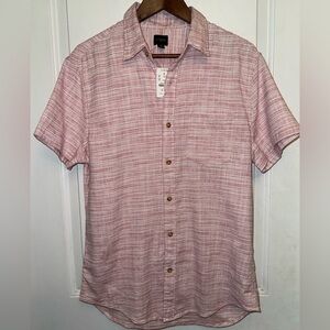 J. Crew NWT Short-Sleeve Slub Dobby Shirt in Distressed Pink Micro-Stripe